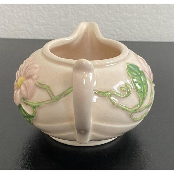 Hull Art Creamer Pink Magnolias Matt Finish H-21-3 3/4" USA Pink Pottery - Picture 2 of 8
